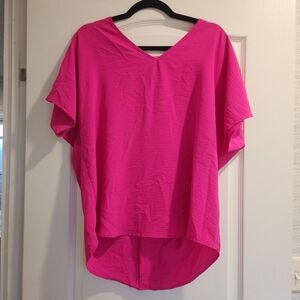 Entro Vivid Pink V-Neck Blouse Size S Euc